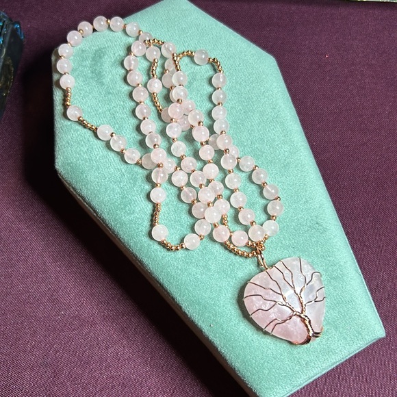 New heart natural rose quartz necklace - Picture 2 of 5